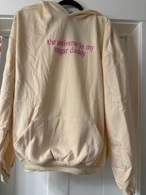 NWT LONELY GHOST The Universe Is My Sugar Daddy Hoodie 2X unisex sizing Tan/pink